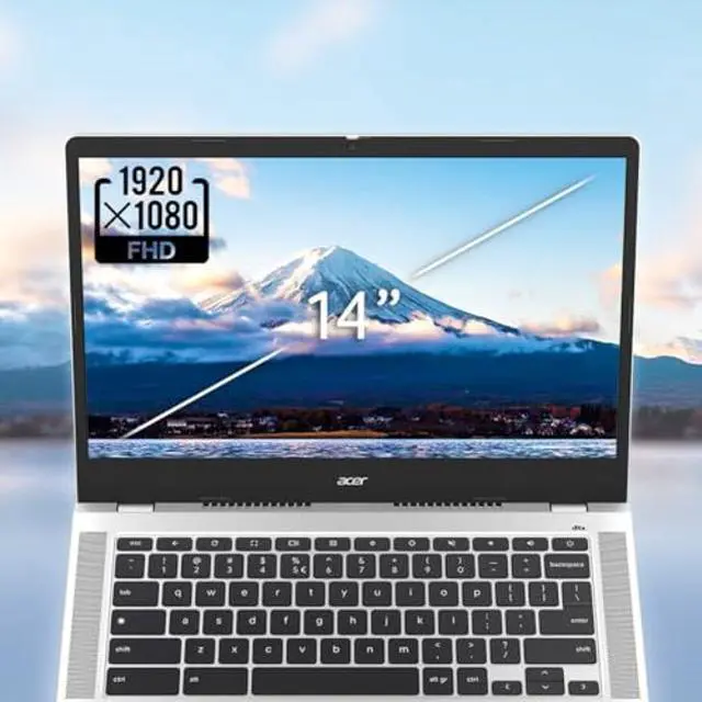 Alt view image 4 of 5 - Acer Chromebook 314 CB314-4H-C2UW Laptop | Intel Processor N100 | 14" Full HD (1920 x 1080) IPS Display | 4GB LPDDR5 | 64GB eMMC | Intel Wireless Wi-Fi 6E AX211 | Chrome OS | Pure Silver