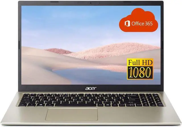 Main image of Acer Aspire Thin and Light Laptop, 15.6" FHD Display, Intel Celeron Dual-Core N4500 Processor, 8GB RAM, 256GB SSD, Webcam, WiFi, HDMI, Bluetooth, Windows 11, Safari Gold + One Year Office365