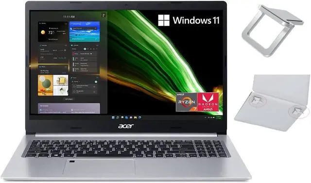 Alt view image 2 of 5 - Acer Aspire 5 Slim 15.6" FHD IPS Premium Laptop | AMD Ryzen 7 3700U | Backlit Keyboard | Fingerprint Reader | Windows 11 (Silver, 8GB DDR4 | 256GB SSD)