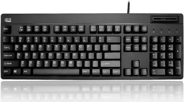 Alt view image 2 of 5 - Adesso EasyTouch 630SB-TAA Smart Card Reader Keyboard with Large Print Keys