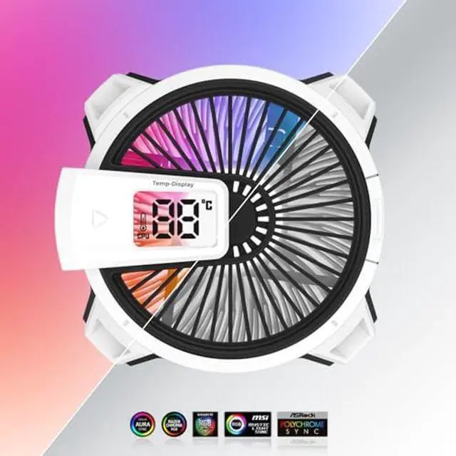 Alt view image 2 of 5 - ALSEYE W90 CPU Cooler Digital for AMD, Temperature Displayed CPU Cooler for Small Size PC Case with Powerful 90mm ARGB Lighting Fan and 40mm High-Performance Heat Column Inside. (W90-AMD)