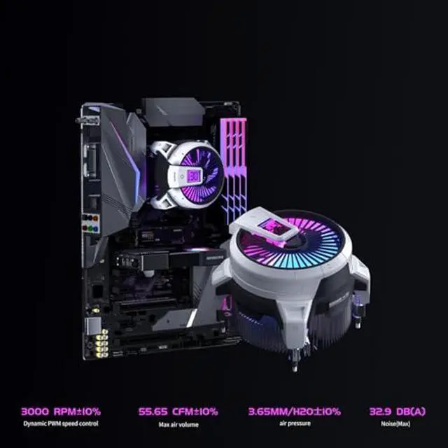 Alt view image 4 of 5 - ALSEYE W90 CPU Cooler Digital for AMD, Temperature Displayed CPU Cooler for Small Size PC Case with Powerful 90mm ARGB Lighting Fan and 40mm High-Performance Heat Column Inside. (W90-AMD)