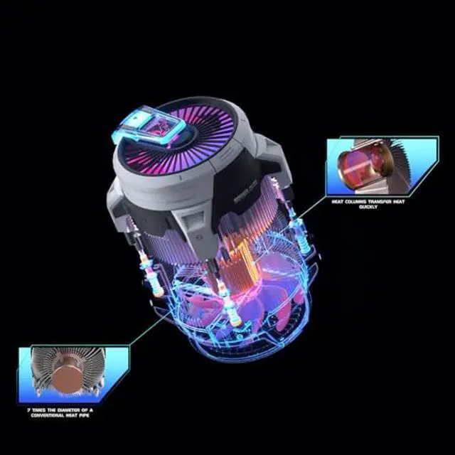 Alt view image 5 of 5 - ALSEYE W90 CPU Cooler Digital for AMD, Temperature Displayed CPU Cooler for Small Size PC Case with Powerful 90mm ARGB Lighting Fan and 40mm High-Performance Heat Column Inside. (W90-AMD)