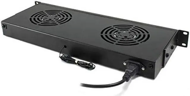 Alt view image 2 of 3 - Ares Vision Dual 1U Cooling Air Circulating Fans for 19'' Wide Standard Server Cabinet/Rack (Dual Fans)