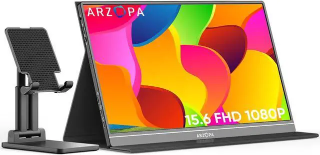 Main image of ARZOPA Portable Monitor & Tablet Stand, 15.6'' 1080P FHD Laptop Monitor & Adjustable & Foldable Sturdy Portable Monitor Stand Combination
