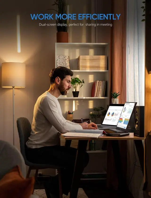 Alt view image 5 of 5 - ARZOPA 15.6" Portable Monitor and 65W 3 Ports USB Fast Charger Bundle
