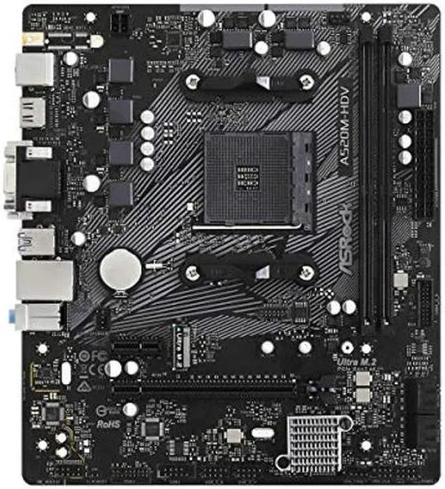 Alt view image 2 of 5 - ASRock A520M-HDV Supports AMD AM4 Socket Ryzen(tm) 3000, 4000 G-Series and 5000 and 5000 G-Series Desktop Processors Motherboard, 32 GB memory storage