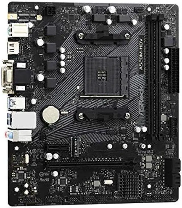 Alt view image 4 of 5 - ASRock A520M-HDV Supports AMD AM4 Socket Ryzen(tm) 3000, 4000 G-Series and 5000 and 5000 G-Series Desktop Processors Motherboard, 32 GB memory storage