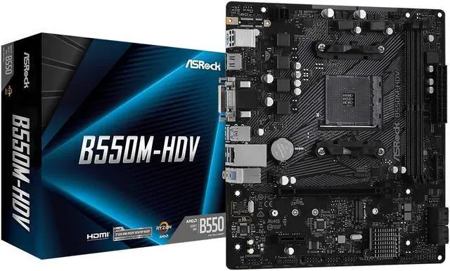 Main image of ASRock B550M-HDV Supports 3rd Gen AMD AM4 Ryzen(tm) / Future AMD Ryzen(tm) Processors Motherboard