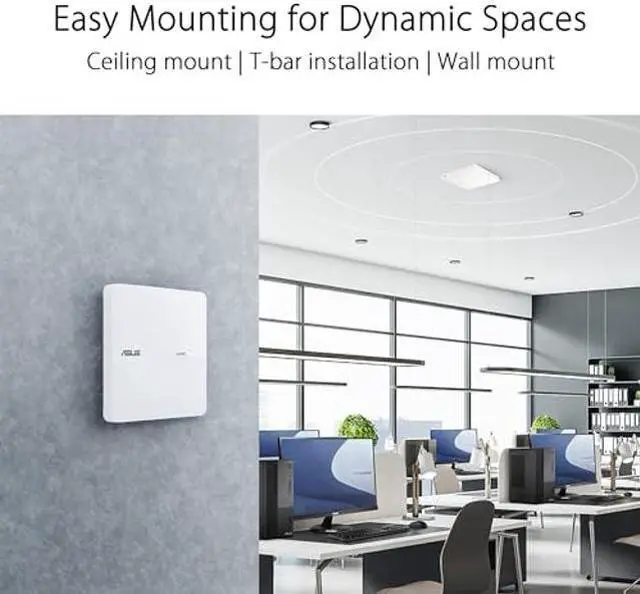 Alt view image 5 of 5 - ASUS ExpertWiFi EBA63 AX3000 Dual-Band WiFi 6 (802.11ax) PoE Access Point, Support up to 5 SSIDs and VLAN, Self-Defined Network, Support PoE & PoE+, Easy Management app, AiMesh Compatible