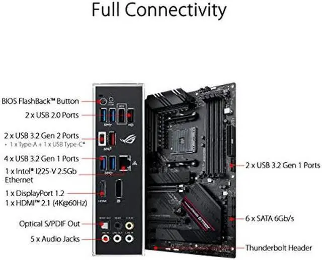 Alt view image 5 of 5 - ASUS ROG Strix B550-F Gaming AMD AM4 Zen 3 Ryzen 5000 & 3rd Gen Ryzen ATX Motherboard (PCIe 4.0, 2.5Gb LAN, BIOS Flashback, HDMI 2.1, Addressable Gen 2 RGB Header and Aura Sync)