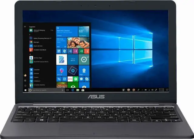 Main image of Asus Vivobook E203MA Thin and Lightweight 11.6" HD Laptop, Intel Celeron N4000 Processor, 4GB RAM, 64GB eMMC Storage, 802.11AC Wi-Fi, HDMI, USB-C, Win 10