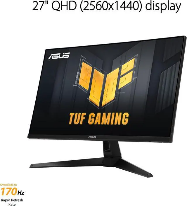 Alt view image 2 of 5 - ASUS TUF Gaming 27" 1440P Monitor (VG27AQA1A) - QHD (2560 x 1440), 170Hz (Supports 144Hz), 1ms, Extreme Low Motion Blur, Freesync Premium, Eye Care, HDMI, DisplayPort, Shadow Boost, Speakers, HDR