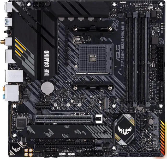 Alt view image 2 of 5 - ASUS TUF GAMING B550M-PLUS WiFi II AMD AM4 (3rd Gen Ryzen) microATX motherboard (PCIe 4.0, WiFi 6 2.5Gb LAN, BIOS FlashBack, HDMI 2.1, USB 3.2 Gen 2, Addressable Gen 2 RGB header and AURA Sync)