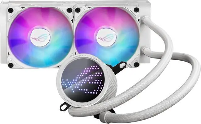 Main image of ASUS ROG RYUO III 240 ARGB White Edition All-in-one AIO Liquid CPU Cooler 240mm Radiator, Asetek 8th gen Pump Solution, Anime Matrix(tm) LED Display and ROG AF 12S ARGB Fan.
