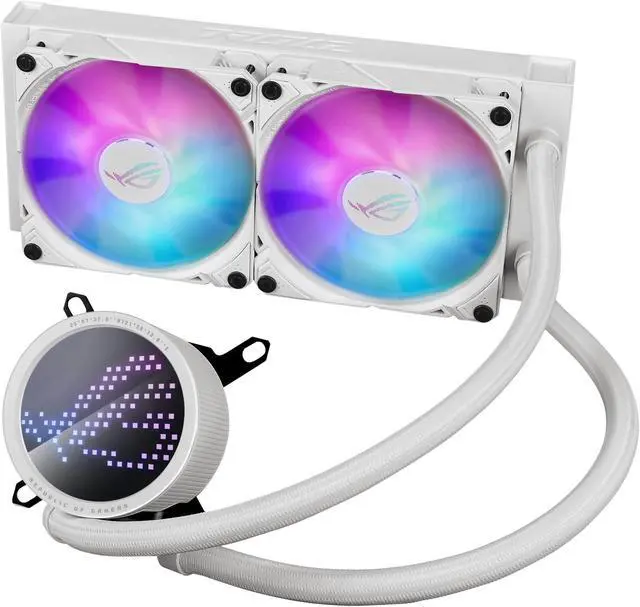 Alt view image 4 of 5 - ASUS ROG RYUO III 240 ARGB White Edition All-in-one AIO Liquid CPU Cooler 240mm Radiator, Asetek 8th gen Pump Solution, Anime Matrix(tm) LED Display and ROG AF 12S ARGB Fan.