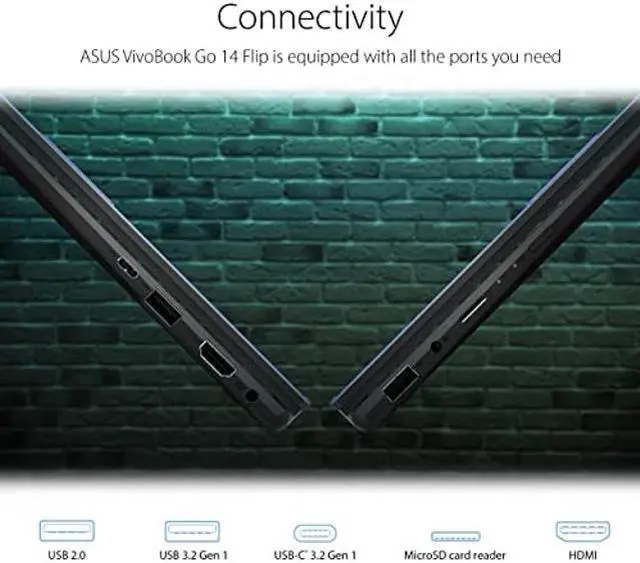Alt view image 5 of 5 - ASUS VivoBook Go 14 Flip Thin and Light 2-in-1 Laptop, 14 inch HD Touch, Intel Celeron N4500 CPU, UHD Graphics, 4GB RAM, 64GB eMMC, NumberPad, Windows 11 Home in S Mode, Quiet Blue, J1400KA-DS02T