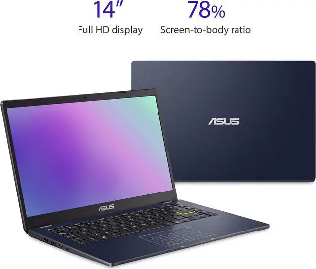 Alt view image 2 of 5 - ASUS L410 MA-DB04 Ultra Thin Laptop, 14" FHD Display, Intel Celeron N4020 Processor, 4GB RAM, 128GB Storage, NumberPad, Windows 10 Home in S Mode, Star Black