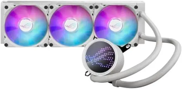 Main image of ASUS ROG RYUO III 360 ARGB White Edition All-in-one AIO Liquid CPU Cooler 360mm Radiator, Asetek 8th gen Pump Solution, Anime Matrix(tm) LED Display and ROG AF 12S ARGB Fan.
