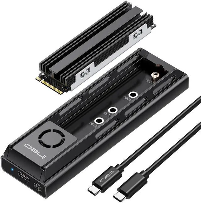 Main image of ineo M.2 NVMe SATA SSD 20Gbps Docking Station, 20Gbps External Dockingwith Cooling Fan, M2 PCIe NGFF M Key B+M Key, RTL9220DP [2630]