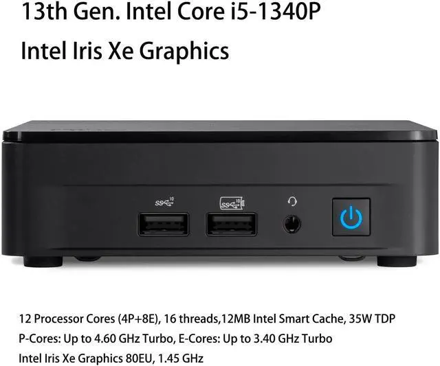 Alt view image 2 of 4 - Intel NUC 13 Arena Canyon Mini PC NUC13ANKi5 Mini Desktop Computer/HTPC 13th Gen. Intel Core i5-1340P,12 Processor Cores (4P+8E), 16 Threads,WiFi 6, Bluetooth 5.3,Windows 11 Pro(Barebone)
