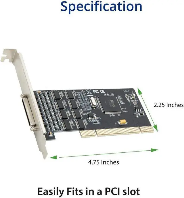 Alt view image 4 of 5 - IO Crest 8 Port Serial DB9 RS-232 PCI Controller Card RDC C6238 Chipset SI-PCI15068