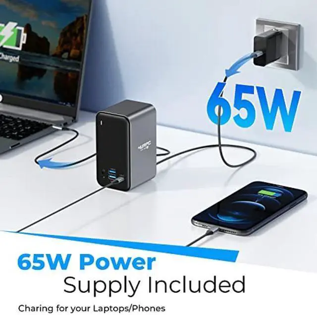 Alt view image 3 of 5 - USB C Docking Station Dual Monitor, Dual HDMI USB C Dock, Laptop Docking Station with 2 HDMI Ports, VGA, 65W Power Adapter,6 USB, Ethernet, SD/TF, Audio/Mic for Dell/Hp/Surface Pro