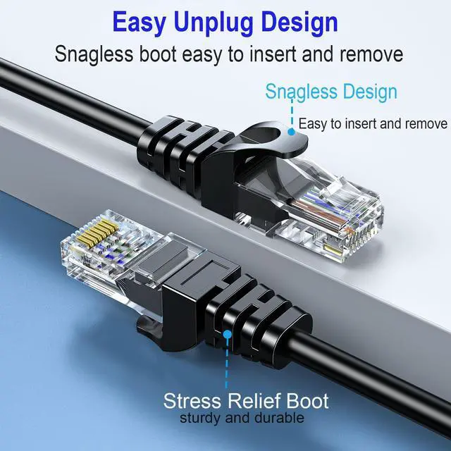 Alt view image 5 of 5 - 10Gsupxsel Cat 6 Ethernet Cable 20FT 10Pack, Cat6 Ethernet Patch Cable 10Gbps, High-Speed UTP Cat6 Network Cable Pure Copper, Cat 6 Cable for Home and Office Network, Black