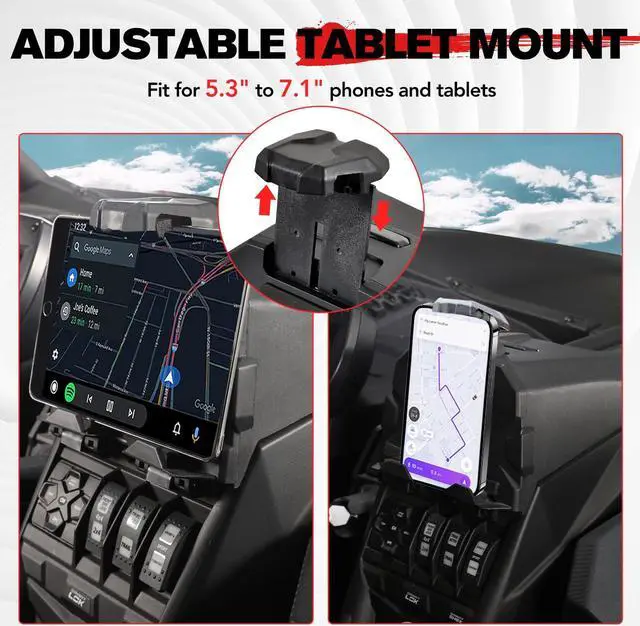 Alt view image 2 of 5 - A & UTV PRO X3 Electronic Device Tablet Holder, Phone Ipad GPS Holder Compatible with 2017-2024 Can Am Maverick X3 Storage Box Accessiories, Replace OEM # 715002874