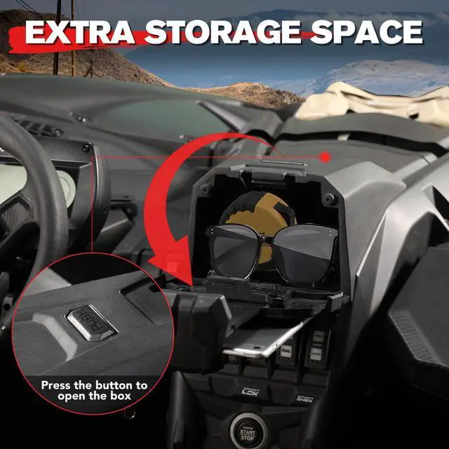 Alt view image 4 of 5 - A & UTV PRO X3 Electronic Device Tablet Holder, Phone Ipad GPS Holder Compatible with 2017-2024 Can Am Maverick X3 Storage Box Accessiories, Replace OEM # 715002874