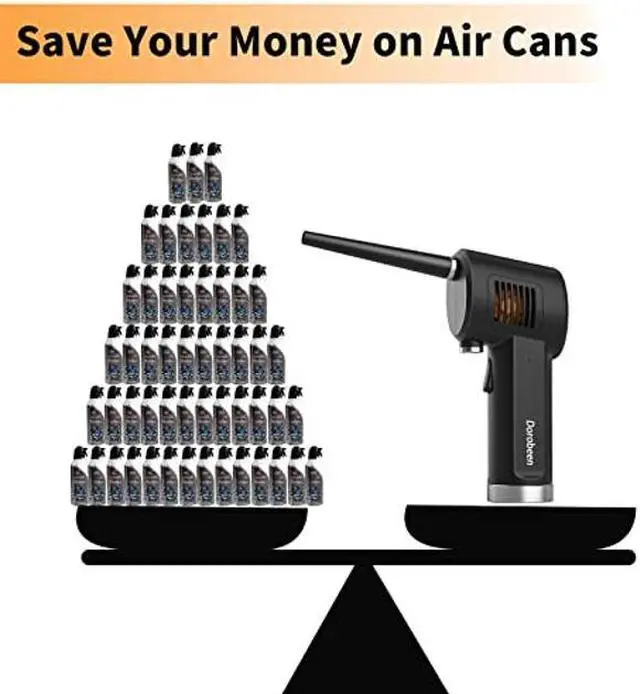 Alt view image 3 of 5 - DOROBEEN Compressed Air Duster, Cordless Portable Rechargeable Compressed air, 33000 RPM Electric Air Duster for Computer Keyboard Electronics Cleaning, Built-in Battery Electronic Blower (Black)