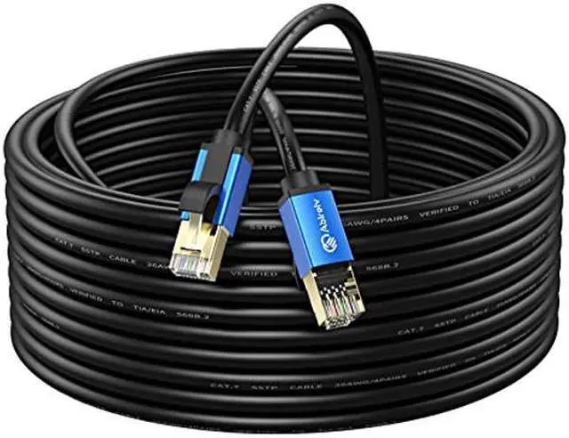 Main image of Abireiv Cat7 Ethernet Cable 200ft, Cat7 Outdoor Cable Triple Shielding SSTP 10Gbps 600MHz Ethernet Patch Cable for Modem Router LAN RJ45, UV/Water Proof, Direct Burial, PE Jacket