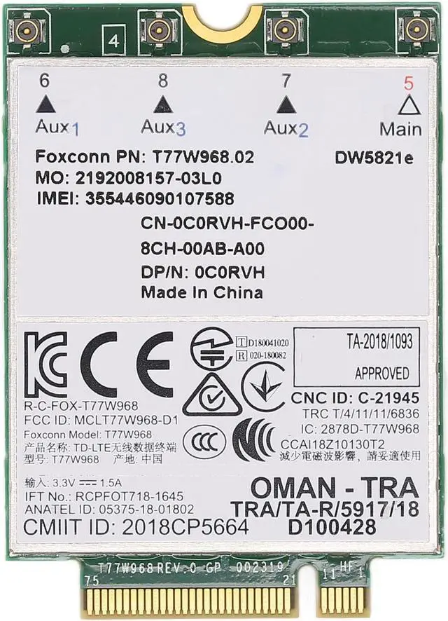 Main image of DW5821E 3G/4G/5G Wireless Card, Network Adapter WiFi Card, for PCI Express M.2 Specification 3042 Type Key.B Slot, for PC, Laptops