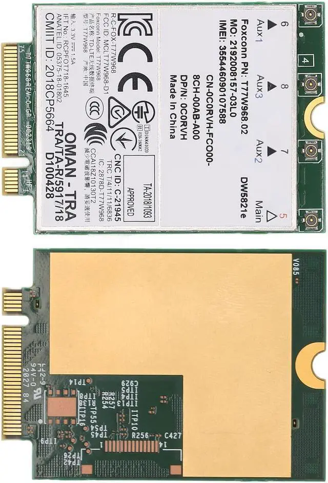Alt view image 3 of 5 - DW5821E 3G/4G/5G Wireless Card, Network Adapter WiFi Card, for PCI Express M.2 Specification 3042 Type Key.B Slot, for PC, Laptops