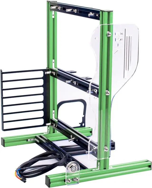 Main image of DIY ITX MATX ATX Computer Open Air Case, Aluminum Open Frame Computer Case, PC Test Bench Vertical Motherboard Chassis DIY Kit(Green Black)