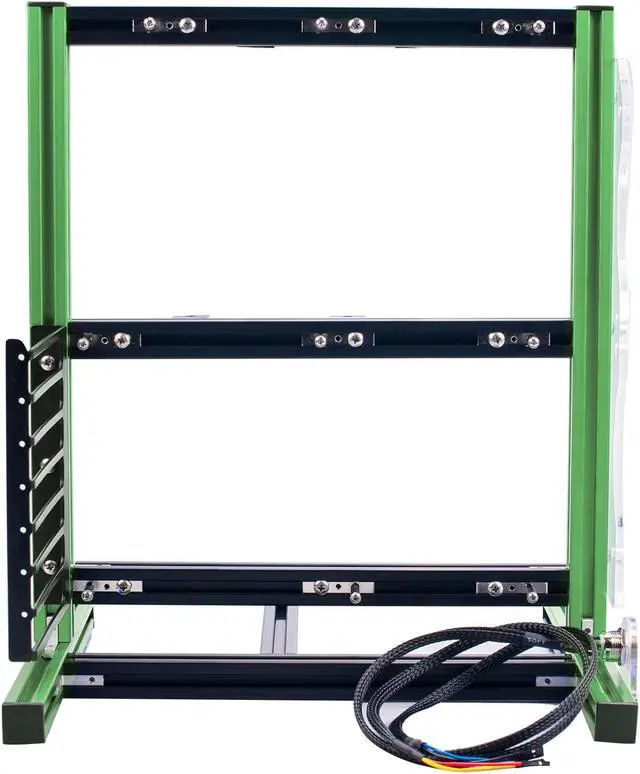 Alt view image 3 of 5 - DIY ITX MATX ATX Computer Open Air Case, Aluminum Open Frame Computer Case, PC Test Bench Vertical Motherboard Chassis DIY Kit(Green Black)
