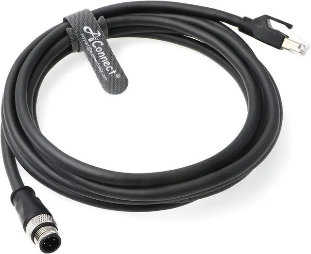 Main image of AConnect 4Pin-RJ45-Ethernet-Industrial-Cat5e-Cable D-Code M12 4 Pin Male to RJ45 Male Cat5e High Flex Ethernet Shielded Cable Industrial Field-wireable Machinery Sensor Camera 8M