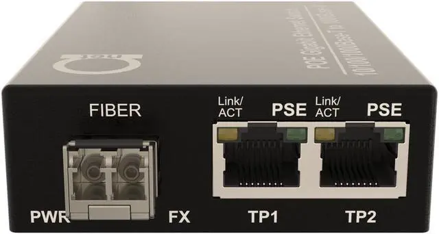 Main image of 2 PoE Port Gigabit PoE/PoE+ Multimode LC 850nm Fiber Media Converter - Supplies IEEE 802.3 PoE & PoE+ PSE Power Over Ethernet & Extends over Multimode Fiber with PoE PSE Support | up 550m (0.34 Miles)