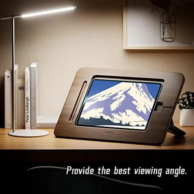 Alt view image 5 of 5 - AFOOYO Bamboo iPad Drawing Stand - Portable & Adjustable 5 Angles, Laptop Stand Riser, Book Reading Stand, Fit 9.7/10.2/10.5/10.9/11 inches(Walnut Varnish)