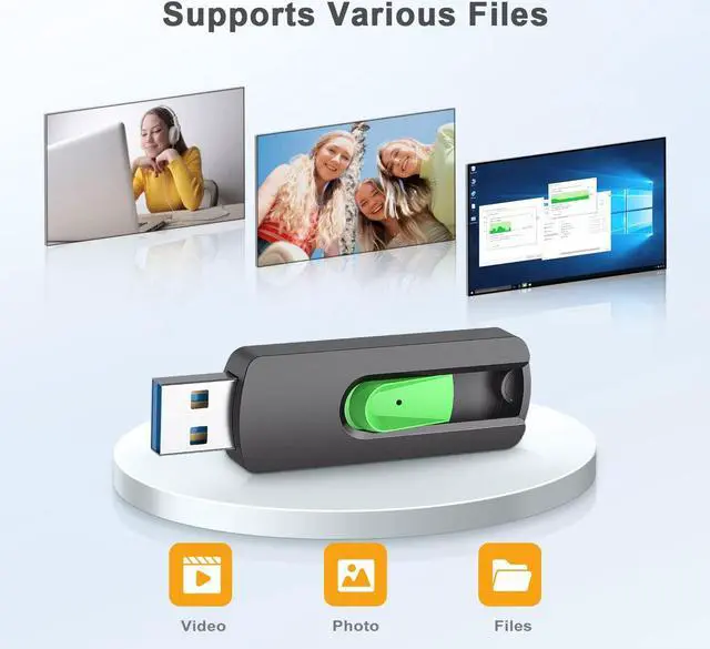 Alt view image 4 of 5 - Aiibe 5 Pack 128GB Flash Drive 3.0, Upgraded 130MB/s USB 3.0 Flash Drive Retractable USB Drive Portable Thumb Drive Colorful Memory Stick Multi Pack (Cyan, Green, Purple, Red, Yellow)