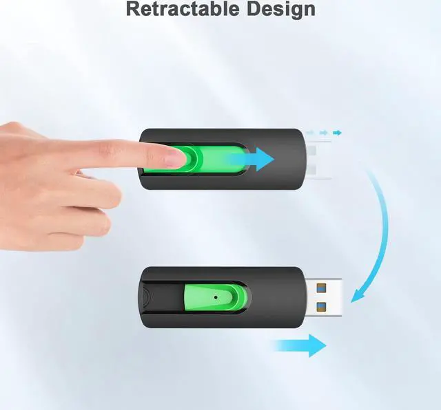 Alt view image 5 of 5 - Aiibe 5 Pack 128GB Flash Drive 3.0, Upgraded 130MB/s USB 3.0 Flash Drive Retractable USB Drive Portable Thumb Drive Colorful Memory Stick Multi Pack (Cyan, Green, Purple, Red, Yellow)