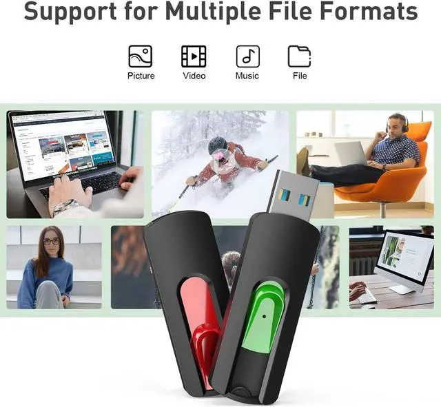 Alt view image 4 of 5 - Aiibe 128GB USB 3.0 Flash Drive 5 Pack 128GB Flash Drive USB 3.0 Thumb Drive Bulk USB Memory Stick Pen Drive Jump Drives 128GB USB Drive (5 Pack, Red Green Cyan Yellow Purple)