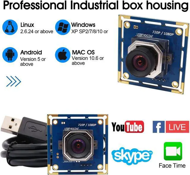 Alt view image 5 of 5 - ELP USB Camera Module 100fps Autofocus 2megapixel USB with Camera 1080p FHD Industrial USB Camera 1080P 30fps USB Camera Module 720P 60fps USB Cameras