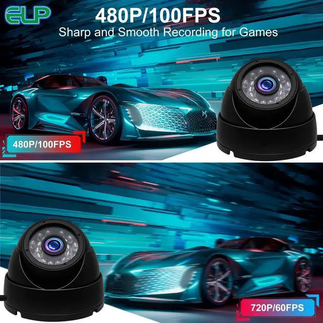 Alt view image 5 of 5 - ELP 3.6mm 1080P Dome Camera with IR LED Night Vision HD Webcam Infrared PC Camera with Metal Case Waterproof Outdoor USB Security Camera CCTV Home Surveillance System 30/60/120fps Auto IR Camera