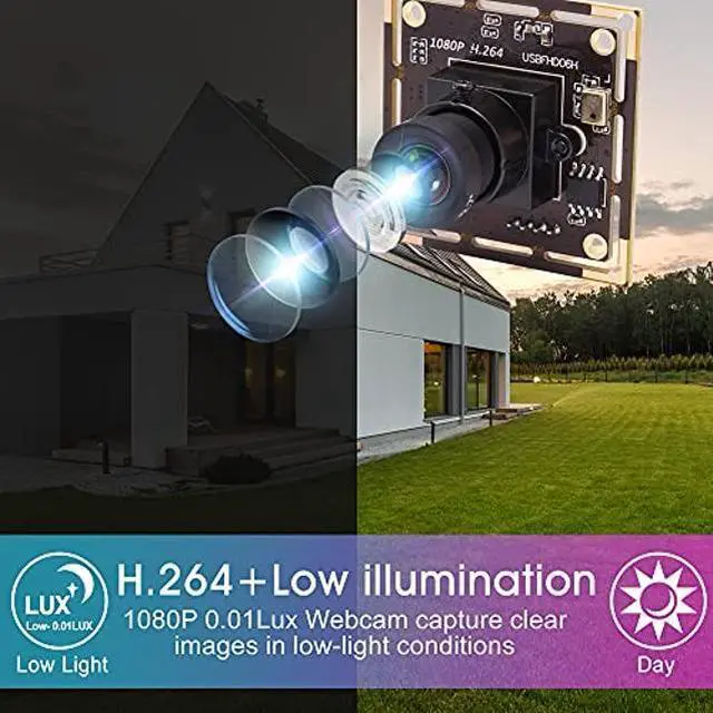 Alt view image 3 of 5 - ALPCAM USB Camera Module Low Light Camera Module H.264 Security Camera Board with Digital Microphone Full HD 1080P 30fps Webcam with IMX323 Sensor Plug and Play USB Camera with 3.6mm Lens