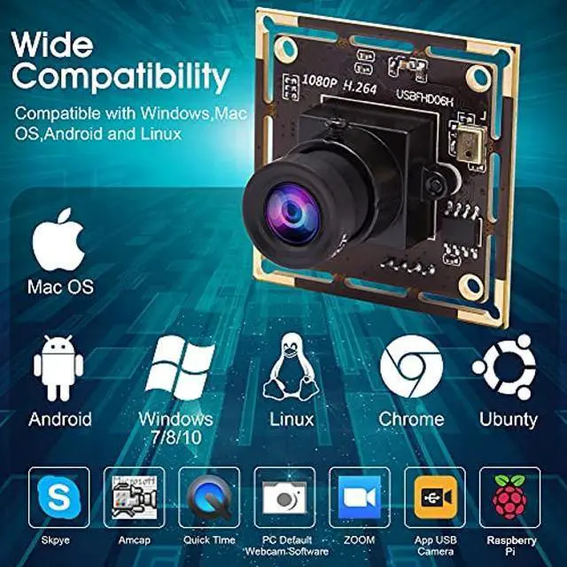 Alt view image 5 of 5 - ALPCAM USB Camera Module Low Light Camera Module H.264 Security Camera Board with Digital Microphone Full HD 1080P 30fps Webcam with IMX323 Sensor Plug and Play USB Camera with 3.6mm Lens