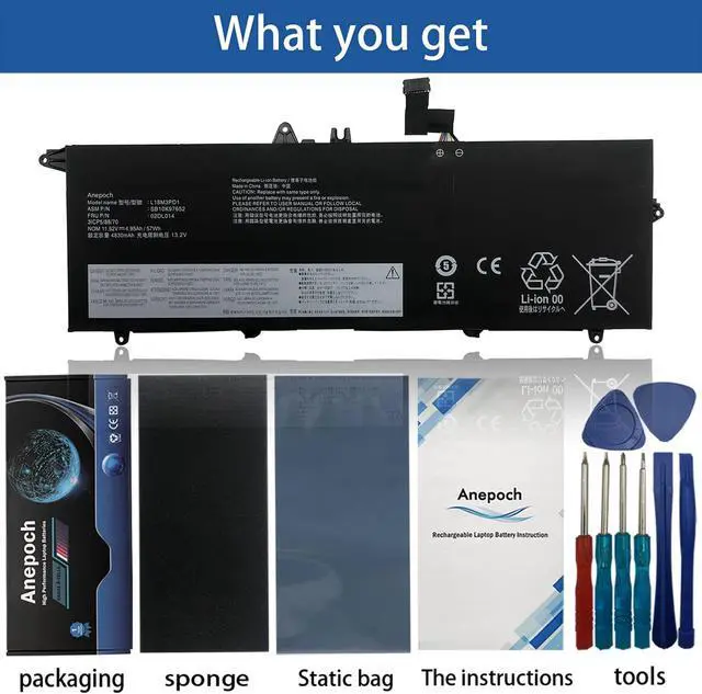 Alt view image 3 of 5 - Anepoch L18M3PD1 02DL014 Laptop Battery Replacement for Lenovo Thinkpad T14S T490S T495S Series 02DL013 02DL015 02DL016 L18L3PD1 L18C3PD1 5B10W13911 L18C3PD2 L18M3PD2 SB10K97651 11.52V 57Wh 4830mAh