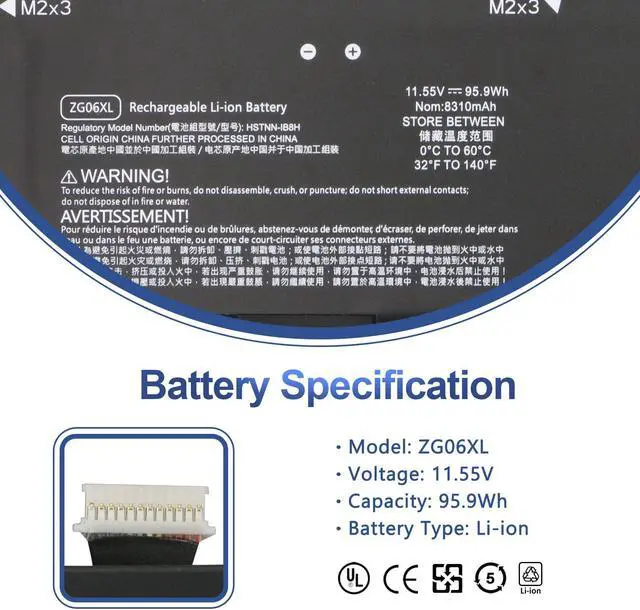Alt view image 2 of 5 - ANTIEE 95.9Wh ZG06XL Laptop Battery Replacement for HP Elitebook 1050 G1 ZBook Studio G5 X360 G5 Series Laptop HSTNN-IB8H HSTNN-1B8H HSN-Q11C ZGO6XL L07045-855 L07351-1C1 L07046-855 11.55V 0G74G