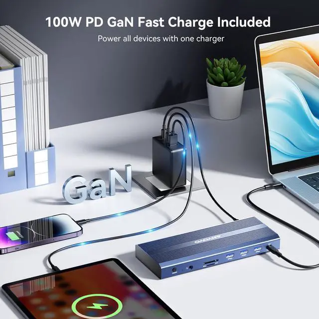 Alt view image 4 of 5 - ANYOYO DisplayLink Docking Station Dual Monitor with 100W PD Charger  Laptop Docking Stations for MacBook Pro/Air/M1/M2/Windows, (2*HDMI, 2*DisplayPort, Ethernet, USB3.1, SD/TF3.0)