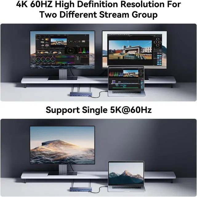 Alt view image 5 of 5 - ANYOYO DisplayLink Docking Station Dual Monitor with 100W PD Charger  Laptop Docking Stations for MacBook Pro/Air/M1/M2/Windows, (2*HDMI, 2*DisplayPort, Ethernet, USB3.1, SD/TF3.0)